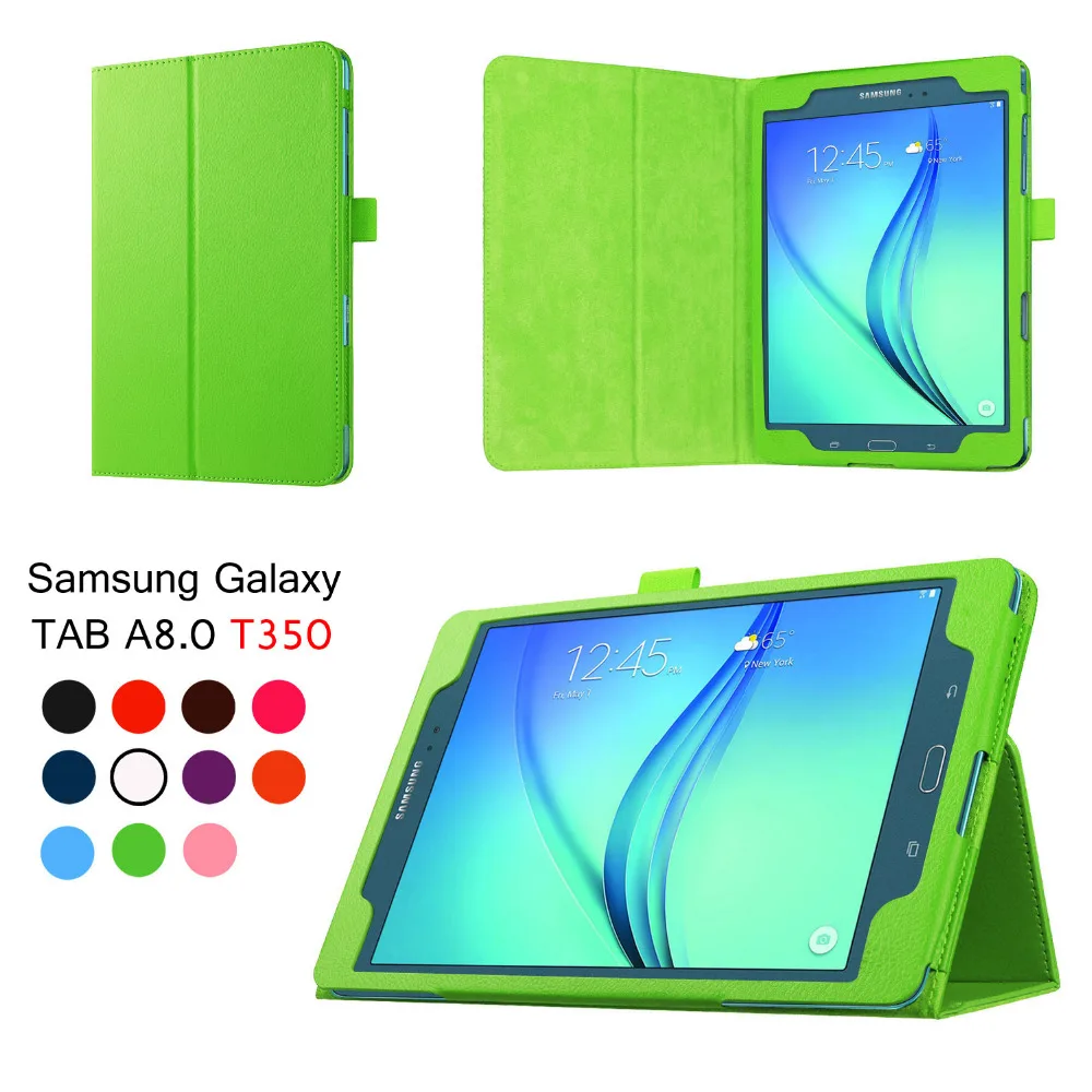 Кожаный чехол книжка Litchi с подставкой для Samsung Galaxy Tab A 8 0 T350 T355/1 T355C Φ P355 P350 Чехол +