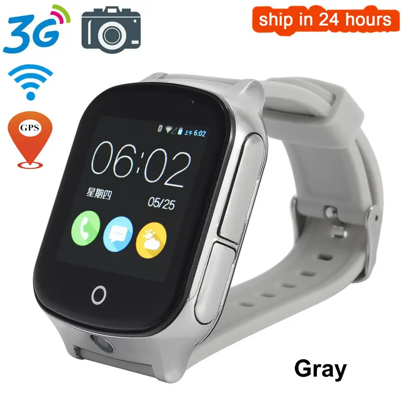 Серый Смарт-часы 3g для детей, пожилых людей, gps, Wi-Fi, SOS LBS, A19, gps часы, камера, поиск, поиск, экстренный вызов, 3g, Детские умные часы - Цвет: Серый