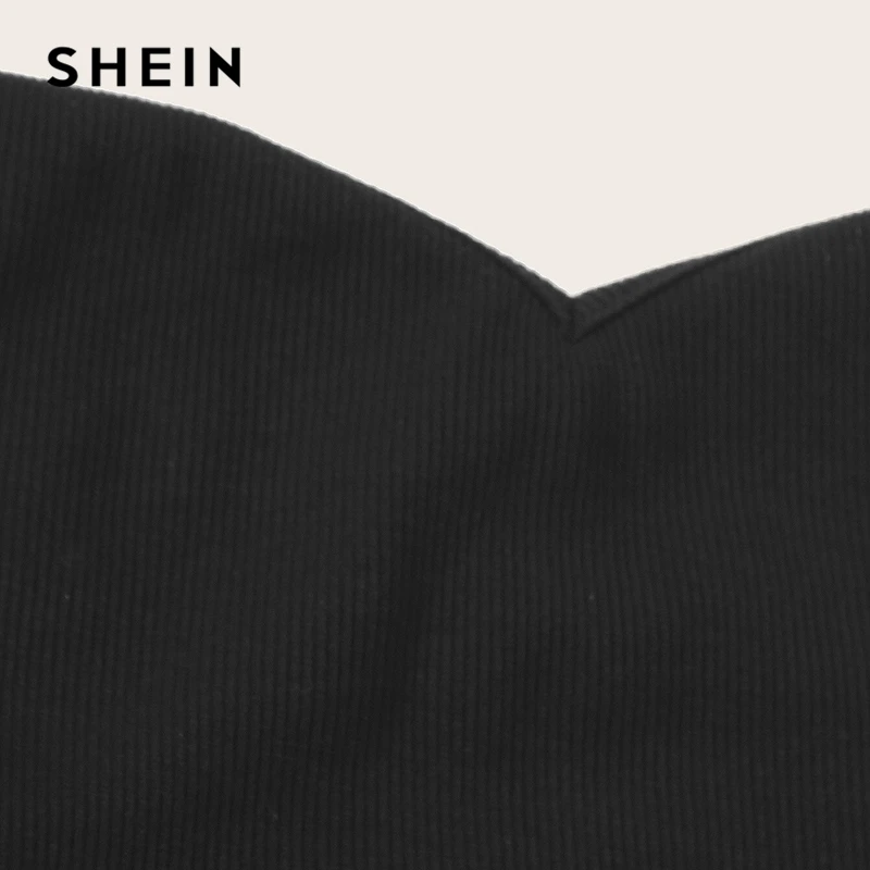 SHEIN, однотонный топ-труба и шорты с поясом, набор,, Повседневный, летний, без бретелек, без рукавов, бандо, прямой, Женский комплект из двух предметов