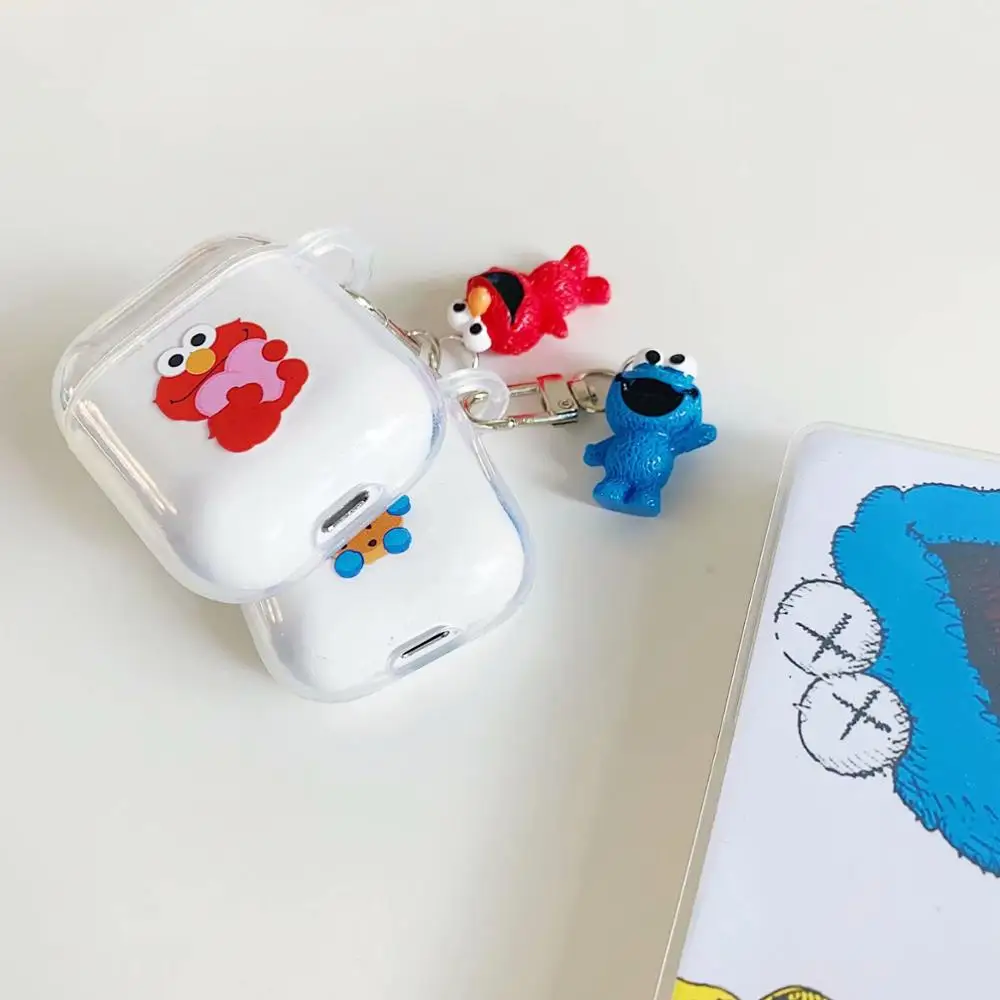 Мультяшная Улица Сезам Элмо милые наушники чехол для Apple беспроводной Bluetooth гарнитура Airpods Силиконовый Чехол Air pods 2 аксессуары