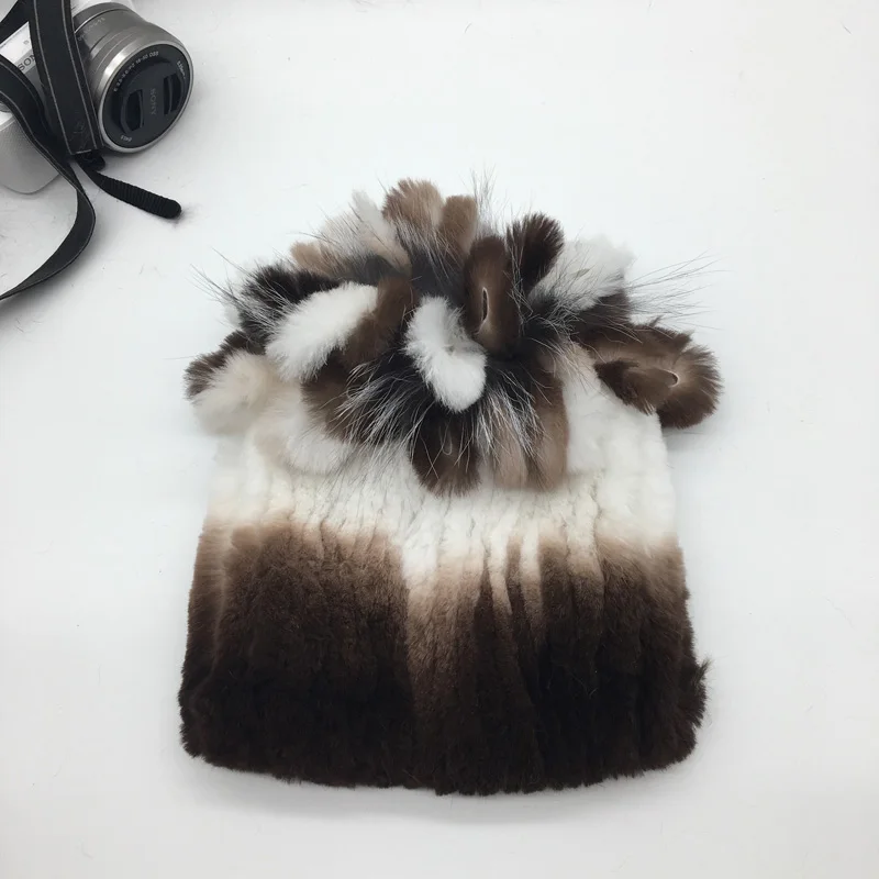 Шапка из натурального меха кролика женская зимняя теплая TU154-031 | Аксессуары для