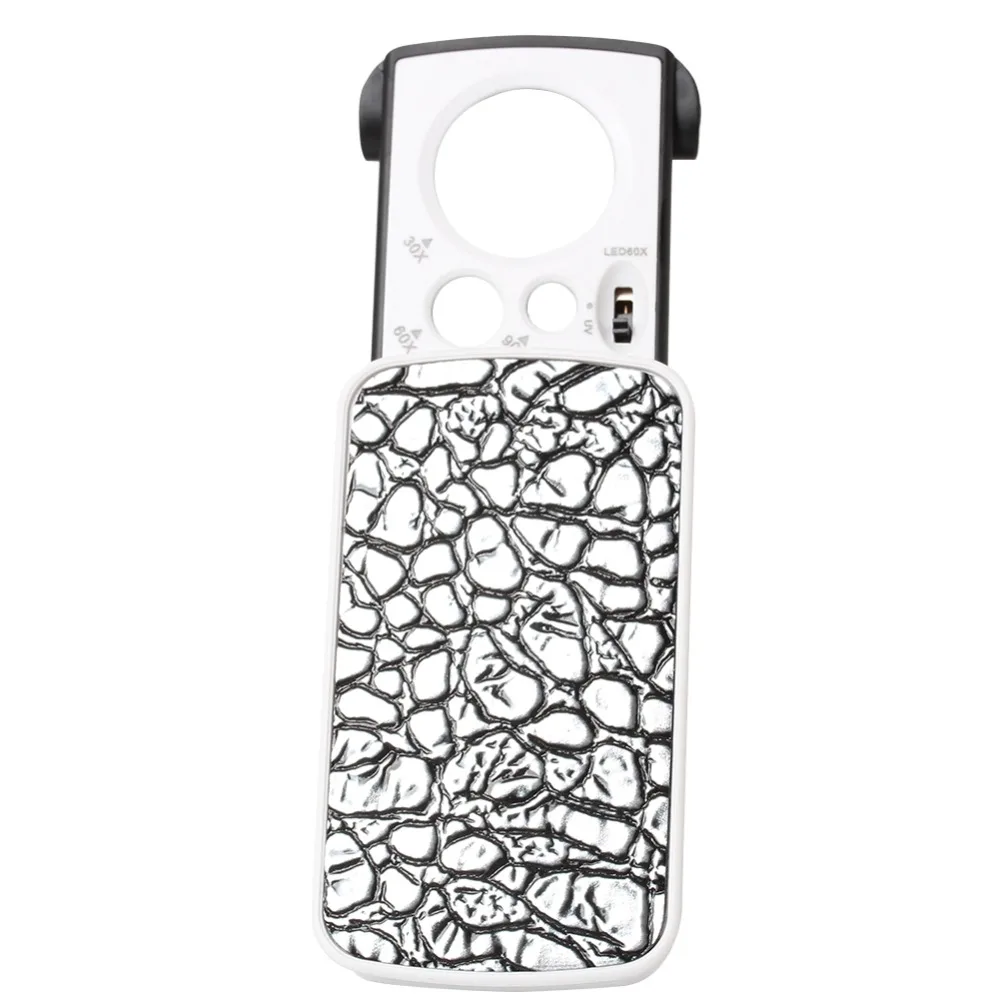 

30X 60X 90X 3-Lens Jewelry LED Light Magnifier Loupe Magnifying Loop Glass New