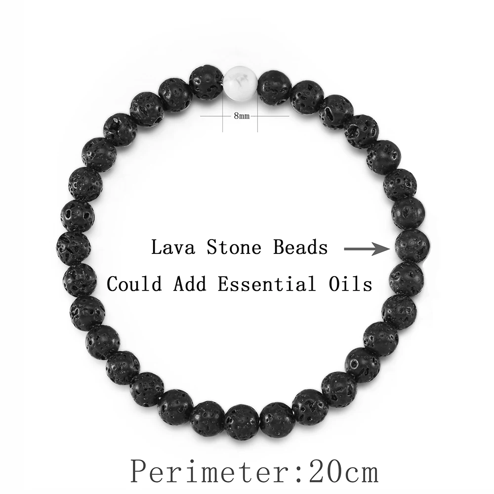 Black Lava Stone Браслет Howlite из бусин для ароматерапии и лавы, пара браслетов, его и ее любовь, браслет из бусин, фитнес-браслет с голограммой для женщин и мужчин - Окраска металла: Black Lava Stone