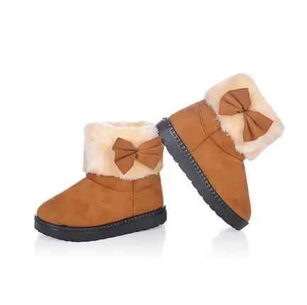 Новинка 2018 зимние ботинки для девочек бархатная теплая обувь детские с бантом