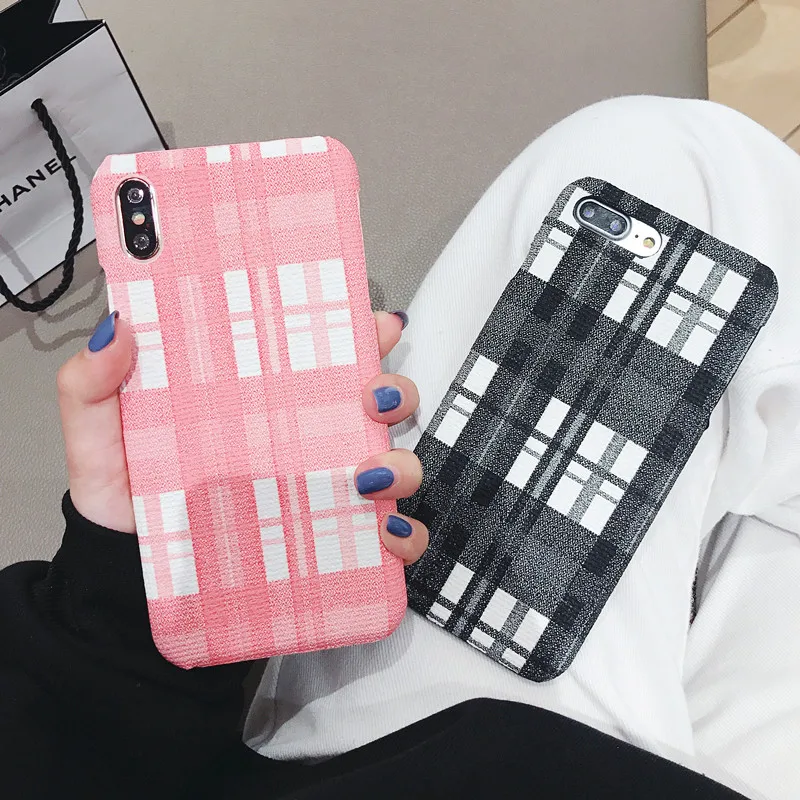 VOVTA Grid Phone Case For Apple iPhone X 8 7 6S 6 Plus Lattice Cute Fashion Soft Back Cover Cases 10 XS MAX XR case |