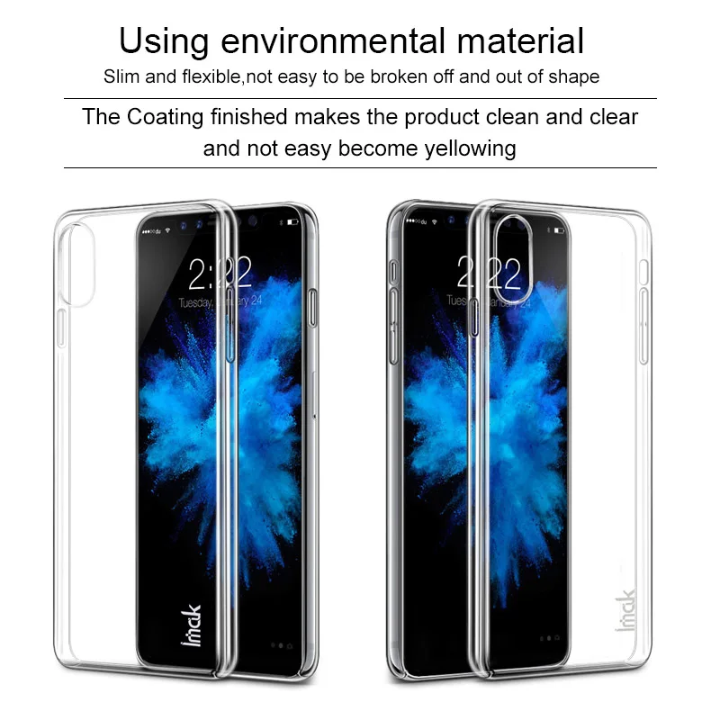 Для iPhone X чехол IMAK износостойкие Pro Прозрачный Кристалл Жесткий телефона для |