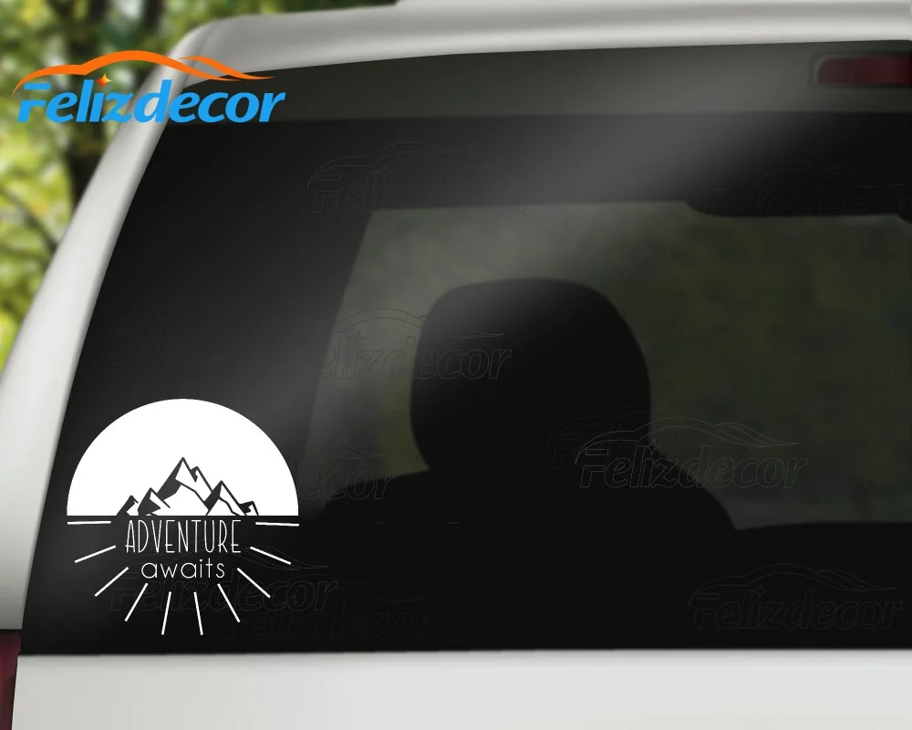 Приключения ожидает текст наклейка автомобиль солнце Гора цитатой арт виниловый
