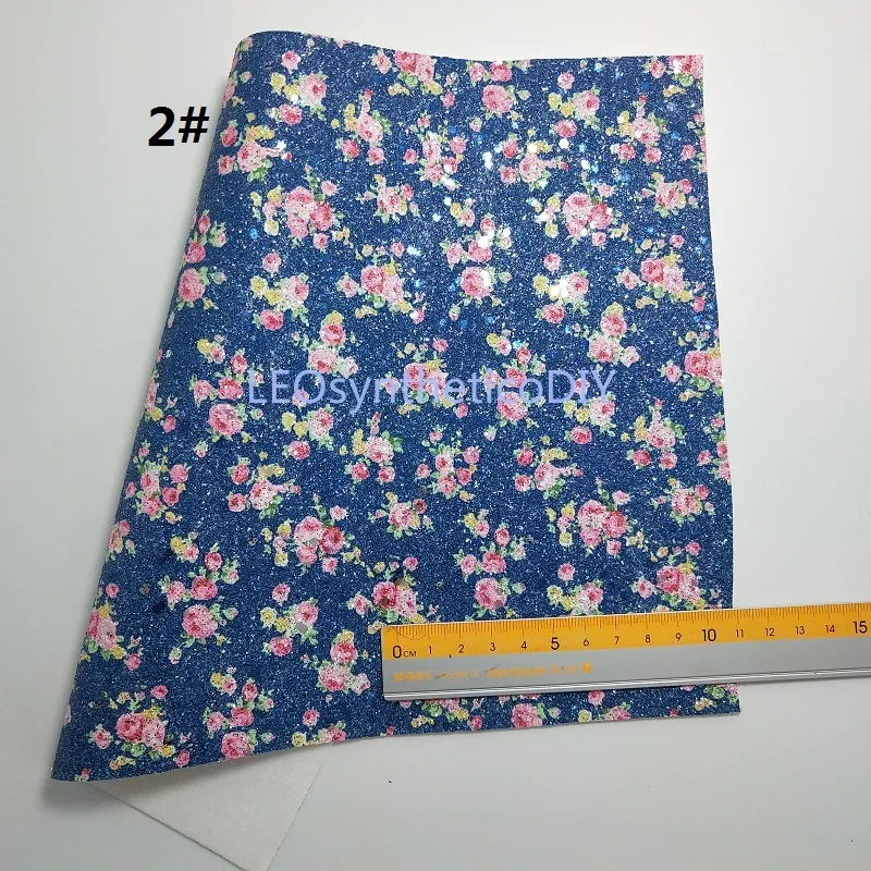 90X134CM Synthetic Letaher Cuero Sintetico Printed Flowers Glitter Leather For Making Bows Accessories LEOsyntheticoDIY T164Y | Дом и сад