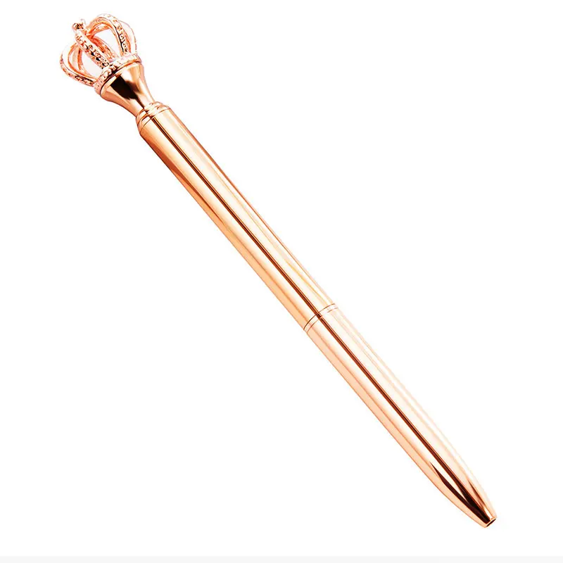 Rose gold Индивидуальная ручка с короной королевой скипетр металлическая ручка офисная Высококачественная Шариковая ручка для школы Студенческая Модная креативная Милая кристальная ручка - Цвет: Rose gold