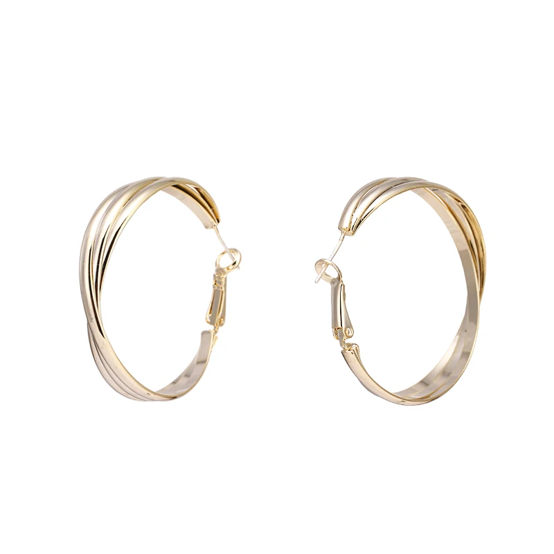 Yhpup New Trendy Personality Round Geometric Hoop Earrings Charm Copper Brand Hyperbole Brincos for Female Party Jewelry Gift