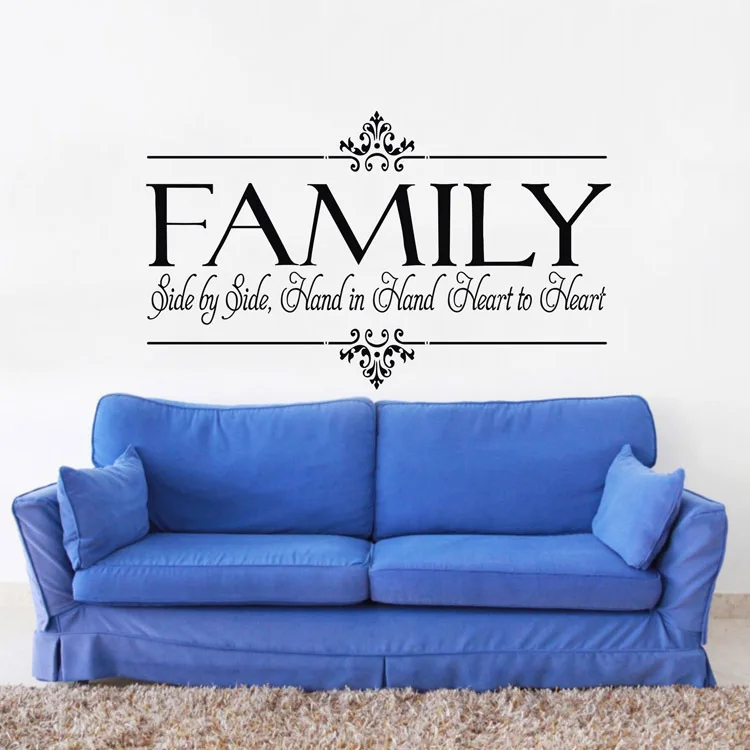 

Large size 31.5"x22" Family is heart to heart modern family wall quote sticker sofa tv background free shipping q0316L