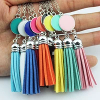 zwpon fashion tassel fringe necklace rainbow enamel blank disc necklace long necklace for woman bohemia jewelry wholesale