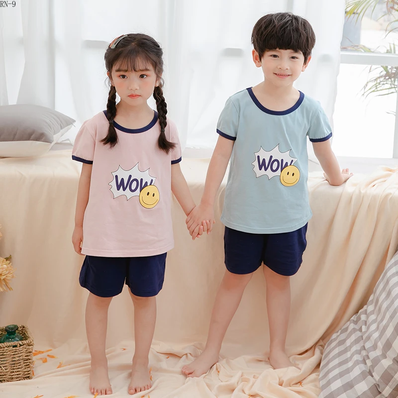 Детские пижамы летняя одежда для сна девочек детский Пижамный костюм с короткими