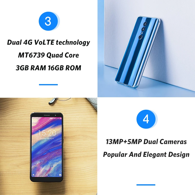 Umidigi A1 Pro 5 дюйма 18:9 полный Экран смартфон MTK 6739 4 ядра 3 GB Оперативная память 16 Гб