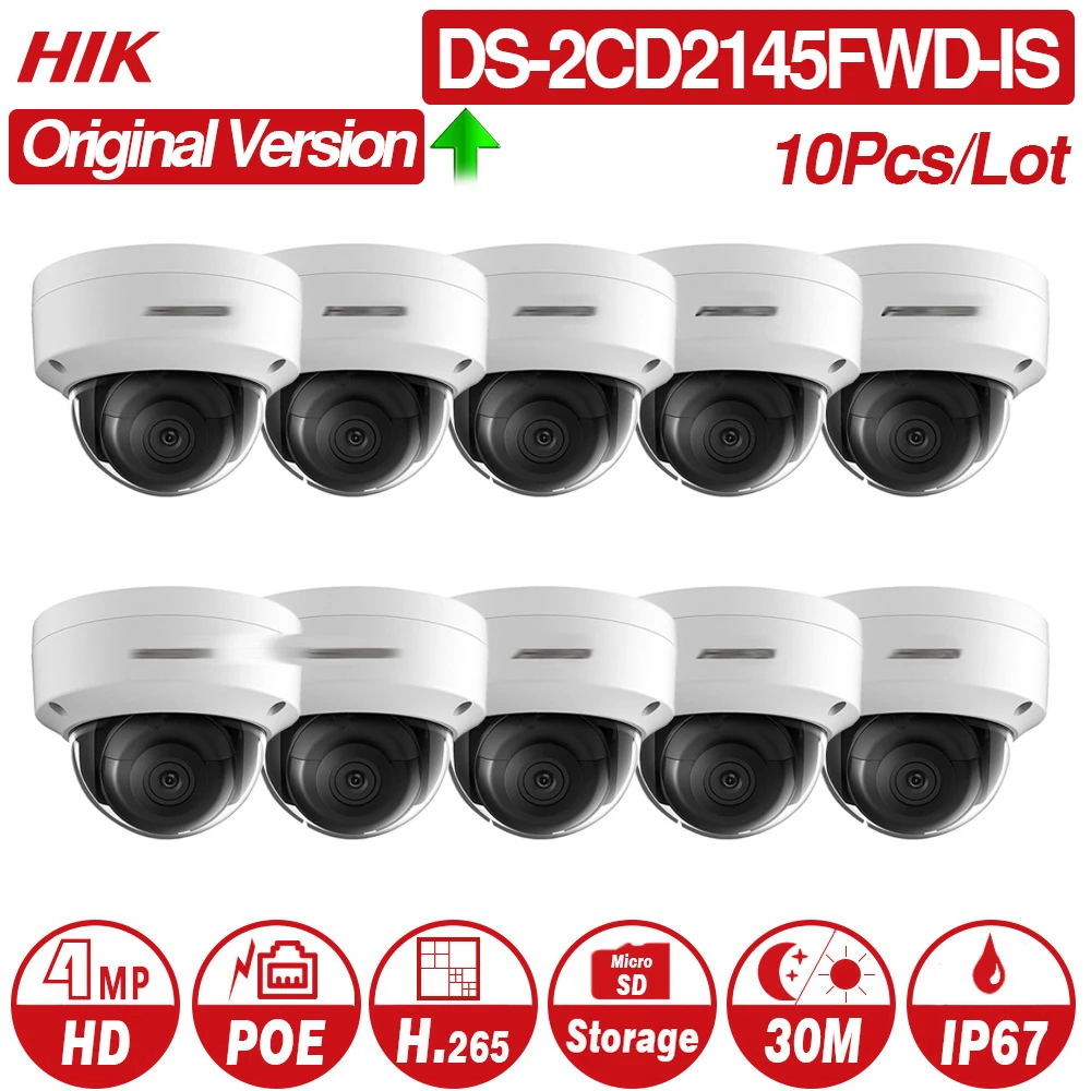 Предпродажа Hikvision DS 2CD2145FWD IS 4MP ИК купольная камера POE Видео Безопасность 30 м IR IP67 IK10