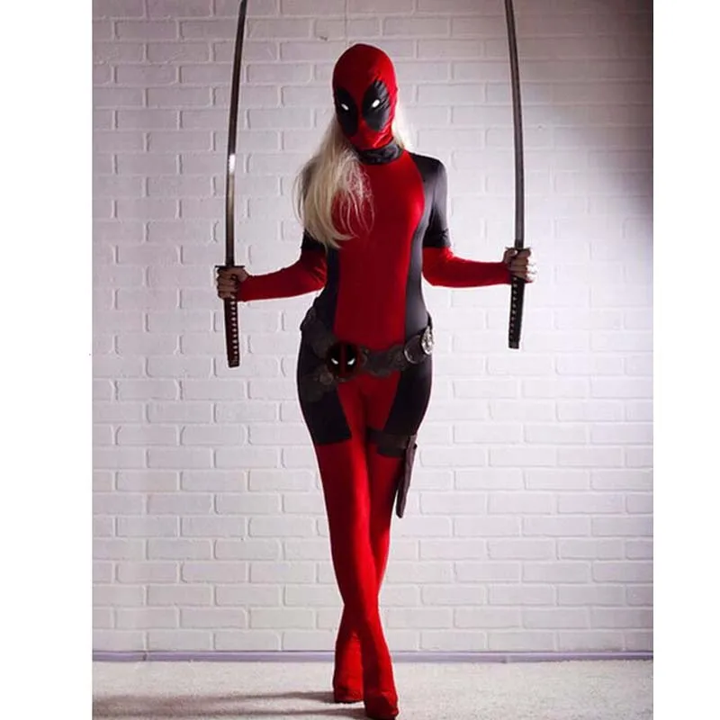 Дэдпул костюм оптовая продажа 2018 Прохладный для дам с принтом Deadpool красного