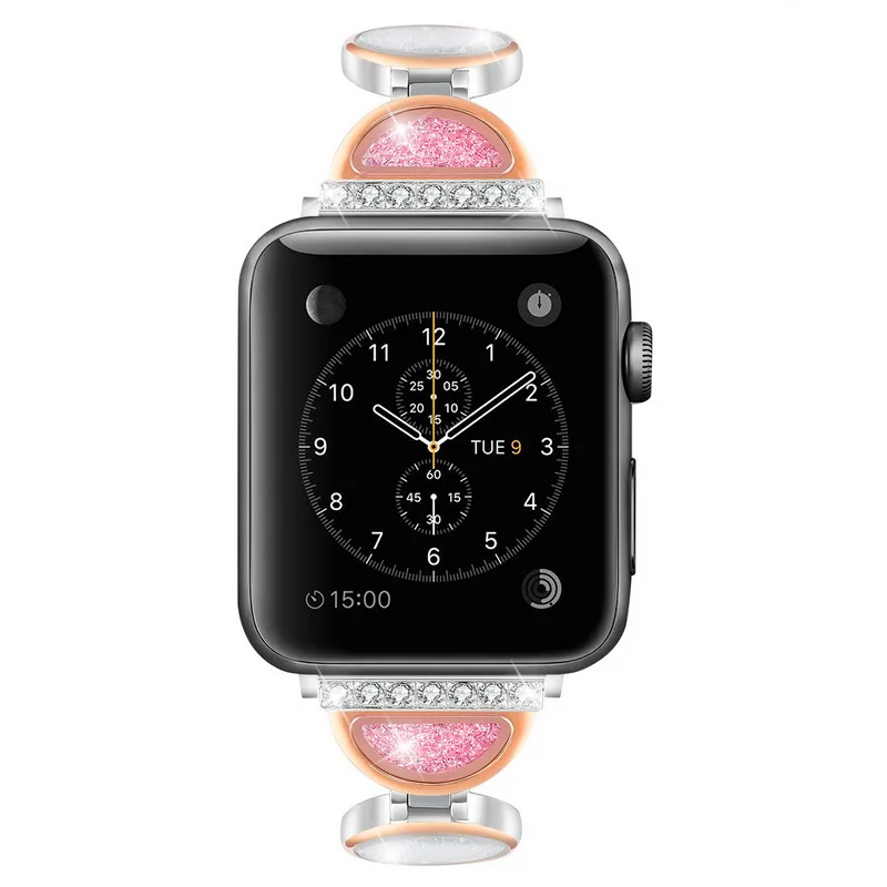 Difeini флэш алмаз золото для apple watch группа 38 мм 42 из нержавеющей стали потока