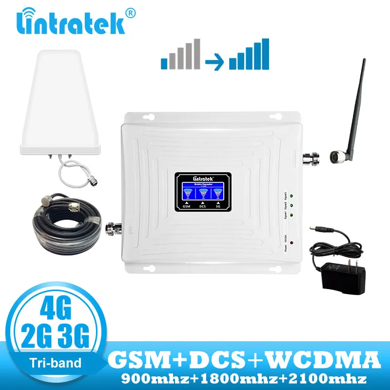 Lintratek 2g 3g 4g gsm репитер 900 dcs lte 1800 wcdma 2100 cellular усилитель сигнала связи Усилитель 2