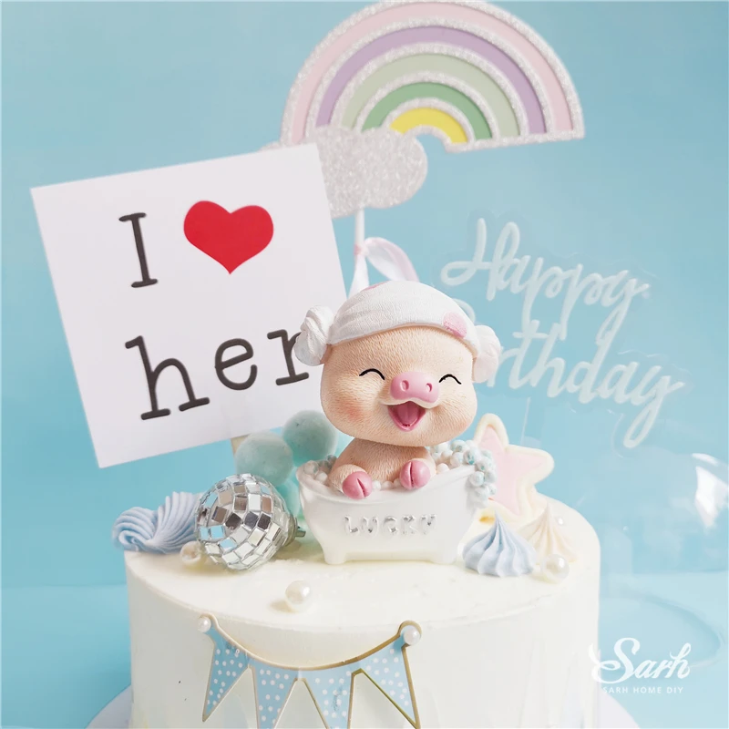 Качающаяся голова украшение в виде кошачьей свинки с днем рождения блестящие