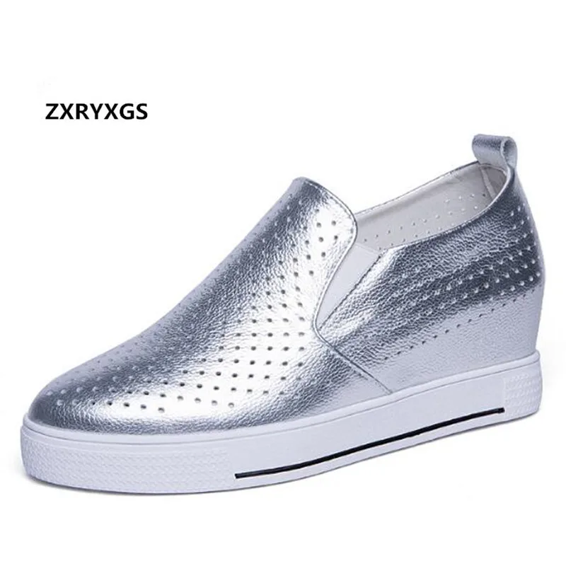 Женские сандалии из натуральной кожи повседневные дышащие босоножки на высоком