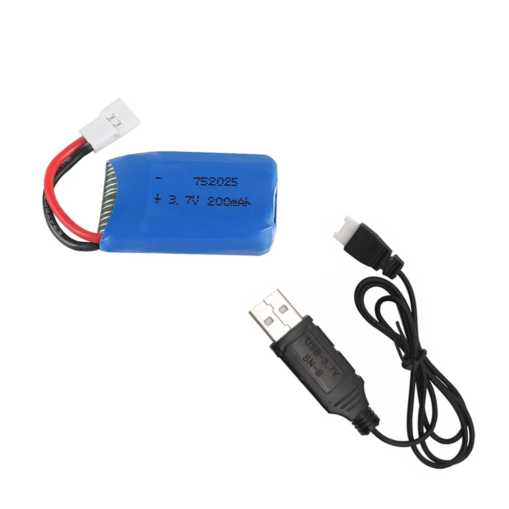 Литий-полимерный аккумулятор 3,7 в 200 мАч 702025p с usb-кабелем для зарядки для Syma X4 X11 X13 RC самолета, литиевая батарея