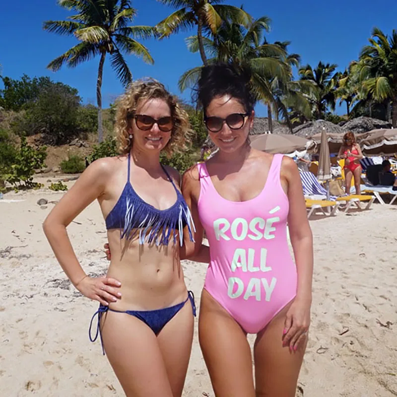 Женский слитный купальник с надписью ROSE черный купальный костюм высоким вырезом