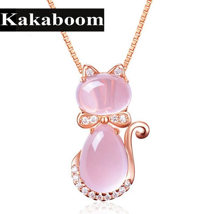 Kakaboom розовый стразы милый Кот Ожерелья Подвески гальванизирует цвета розового