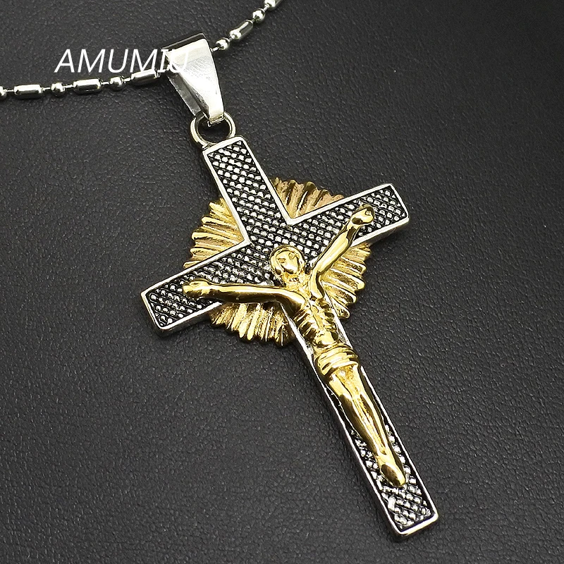 Мужской и женский кулон с крестиком AMUMIU из нержавеющей стали 316L