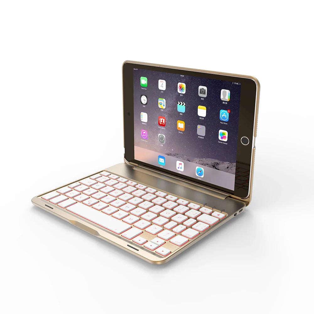 7 цветов алюминиевая Беспроводная bluetooth клавиатура с подсветкой чехол для Apple Ipad