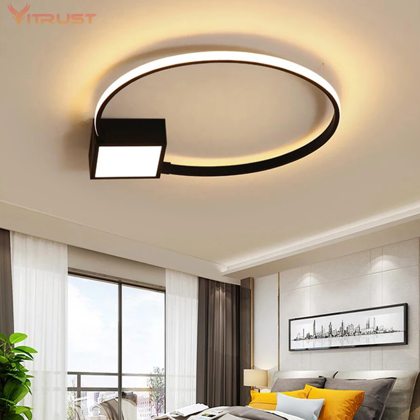 

Fashion LED Ceiling lamp black & white ultr-thin LED light fixture bedroom livingroom Lighting with remote control AC 110-240V