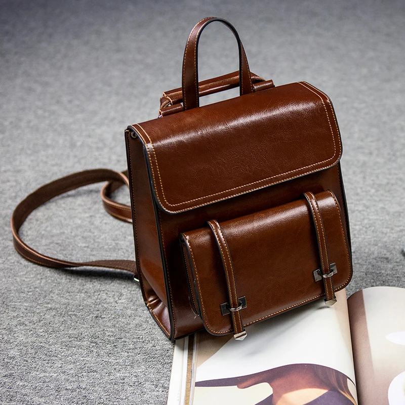 Винтажные школьные рюкзаки для девочек из натуральной кожи роскошный брендовый