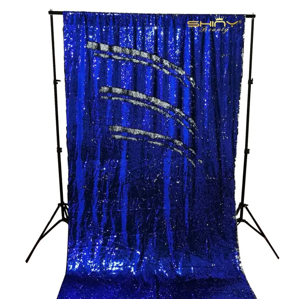 2FTX3FT 5 MMSequin фон Шторы 2 шт. королевский синий для Серебряная Русалка Блестки рыбьей