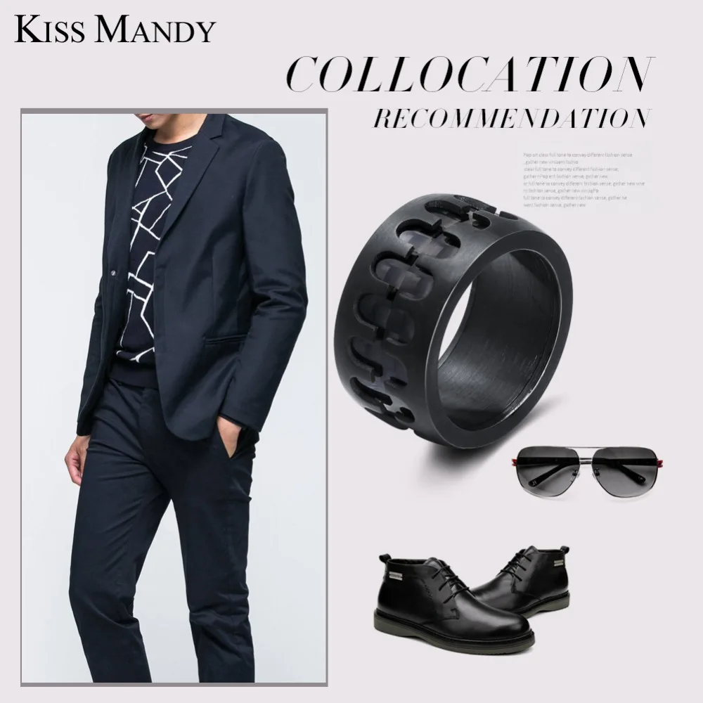 Мужское кольцо из нержавеющей стали KISS MANDY черное оптовая продажа ювелирных