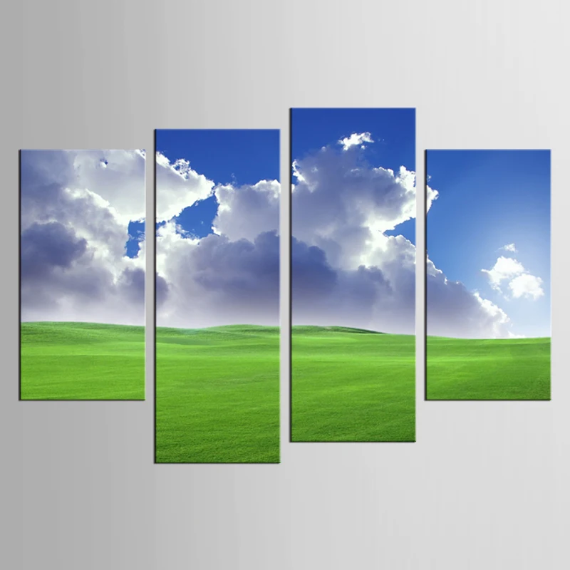 4 шт./компл. огромного пастбища голубое небо и белые облака настенная живопись