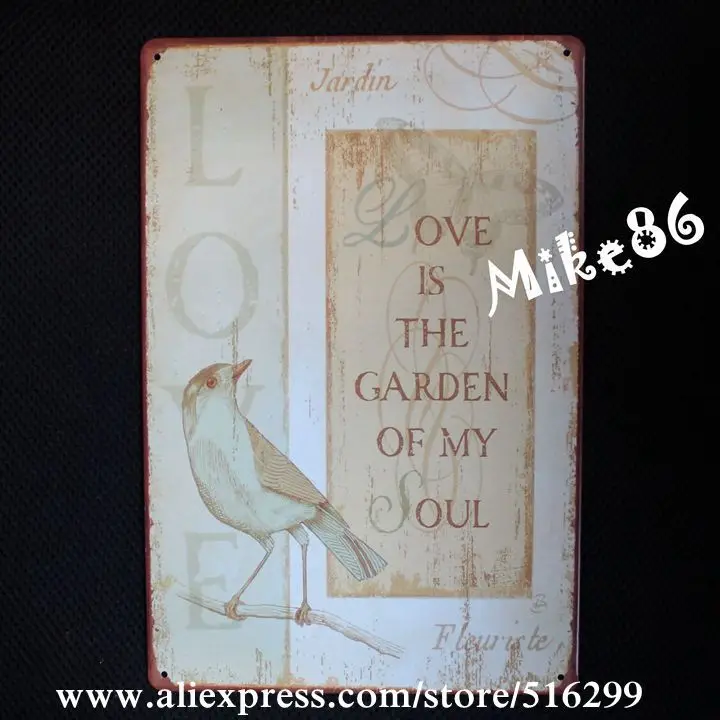[Mike86] оловянный знак LOVE IS THE GARDEN OF MY SOUL винтажный Настенный декор для паба комнаты