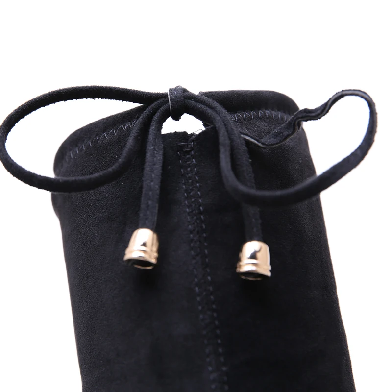 6 см квадратный каблук зимние Для женщин Высокие сапоги модные Ботфорты до колена