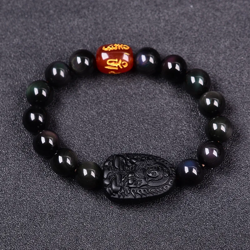 Натуральный обсидиановый каменный браслет jourssnow Защитный Браслет Mahasthamaprapta