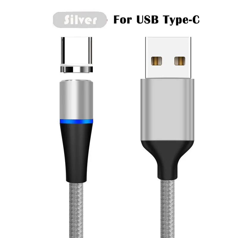 3A Быстрая зарядка Micro USB Магнитный кабель зарядное устройство Тип C Android Магнитный кабель передачи данных телефона провод шнур для iPhone 6 7 samsung Xiaomi - Цвет: Silver for Type C