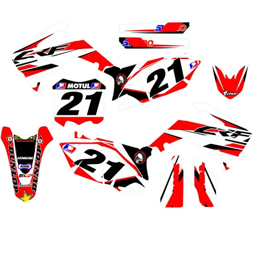 Number 21 Глянцевый Графический номер на заказ& фоны Наклейка для Honda CRF250R CRF250 2010 2011 2012 2013 CRF 250R CRF 250 R - Цвет: Number 21