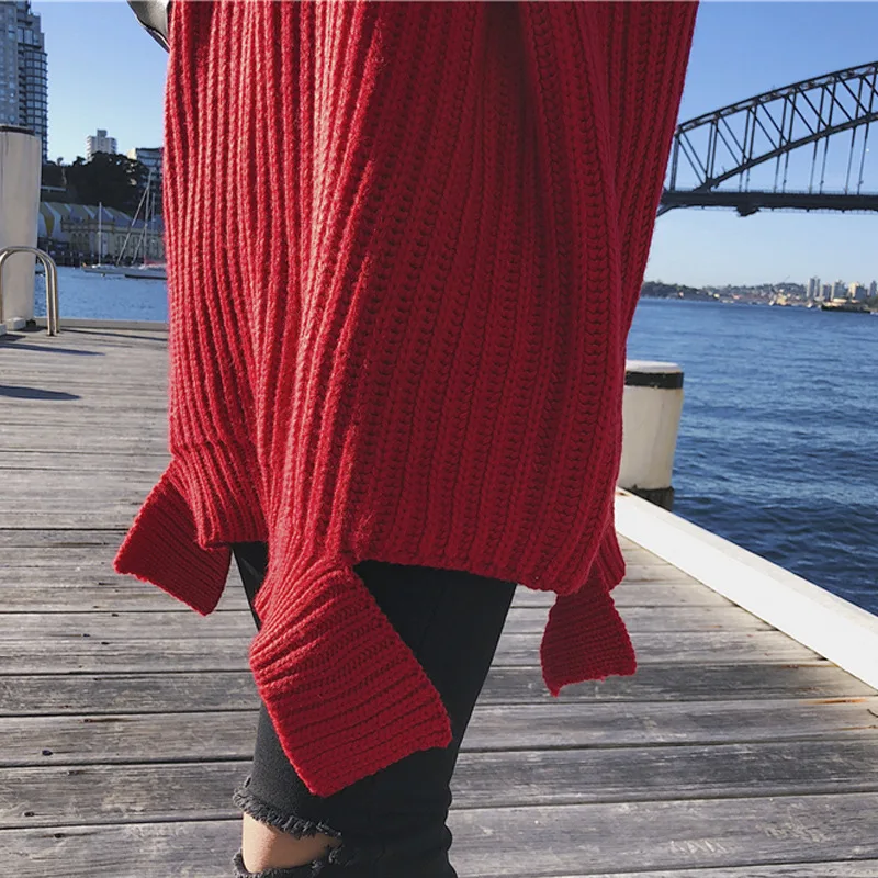 One Size for 45kg -65kg/99lb-143lb Autumn Winter women's knitted sweater new warm loose soft woman white red pullover sweaters | Женская