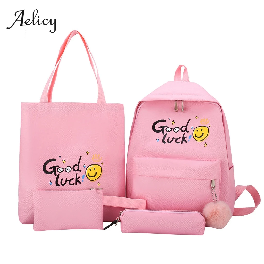 Aelicy 4 шт./компл., милый рюкзак Mochila, рюкзак на плечо, рюкзаки для путешествий, рюкзаки для отдыха, рюкзаки для подростков, девочек, мальчиков, школьный рюкзак