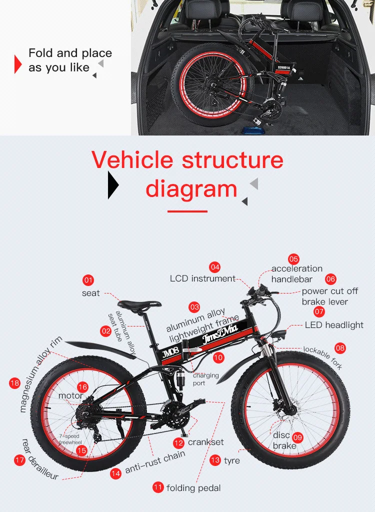 48V500W Снежный и горный bike2" складной велосипед 4,0 fat tire Электрический литиевый аккумулятор мопед рама из алюминиевого сплава