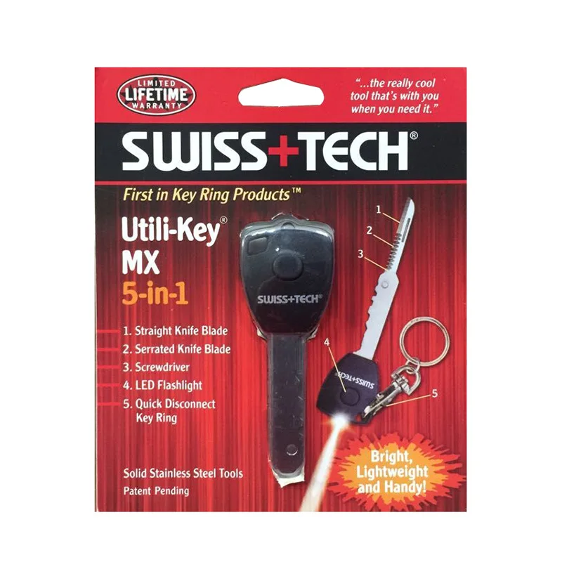 5 в 1 Utili Key кольцо для ключей многофункциональный инструмент с светодиодный