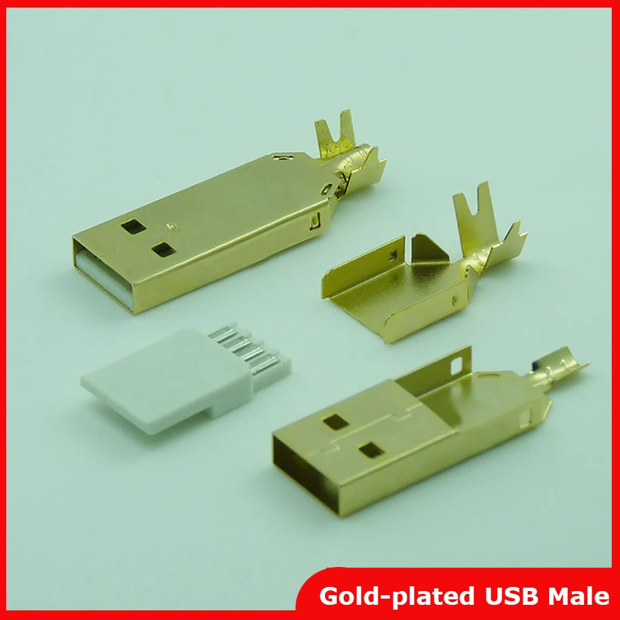 Бесплатная доставка 5 компл./лот DIY USB разъем с золотым покрытием 3 в 1 Тип A 4 Pin 2 0 для