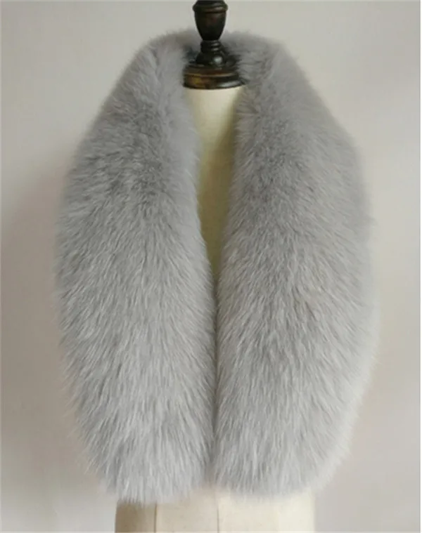 Light grey Меховая шаль шарф для шеи модный натуральный Лисий меховой воротник енот меховой шарф из натурального меха аксессуары для шарфа женская накидка#06 - Цвет: Light grey