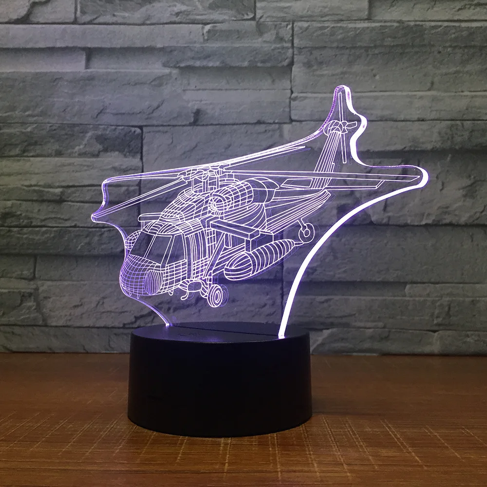 Вертолет ночник Творческий семь цветов Led 3d светильники рождественские