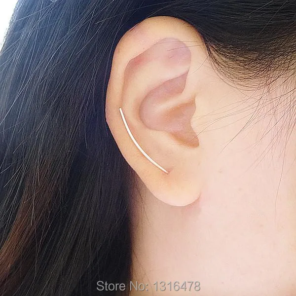 925 пробы серебряные серьги простые циркониевые длинные линии уха смайлик