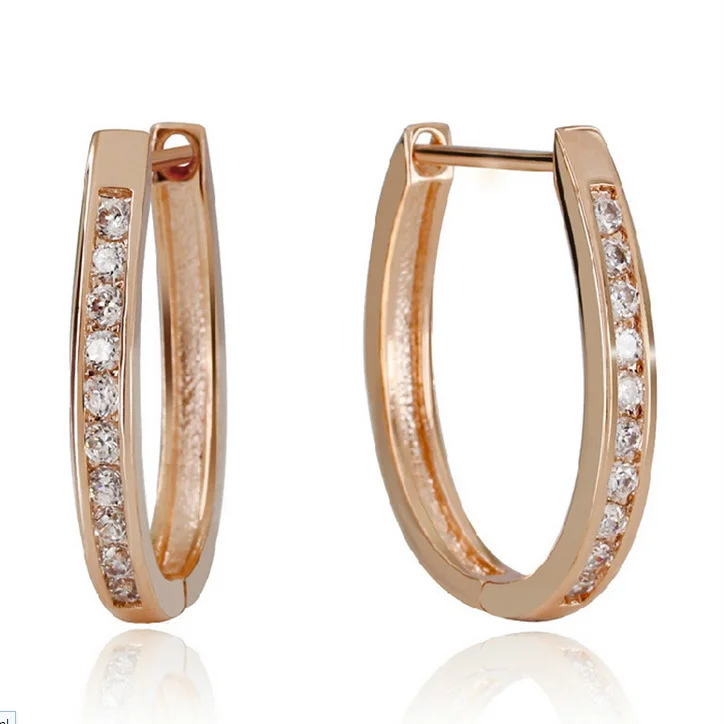 Одежда высшего качества! Розовое золото Цвет CZ Циркон прозрачной пряжкой шпильки