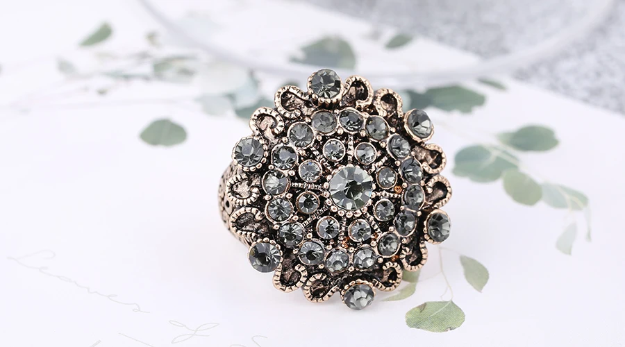 Kinel дизайн Роскошные винтажные Свадебные Кольца для женщин Boho Панк Серый Кристалл турецкие Ювелирные Изделия Bague Femme Новинка