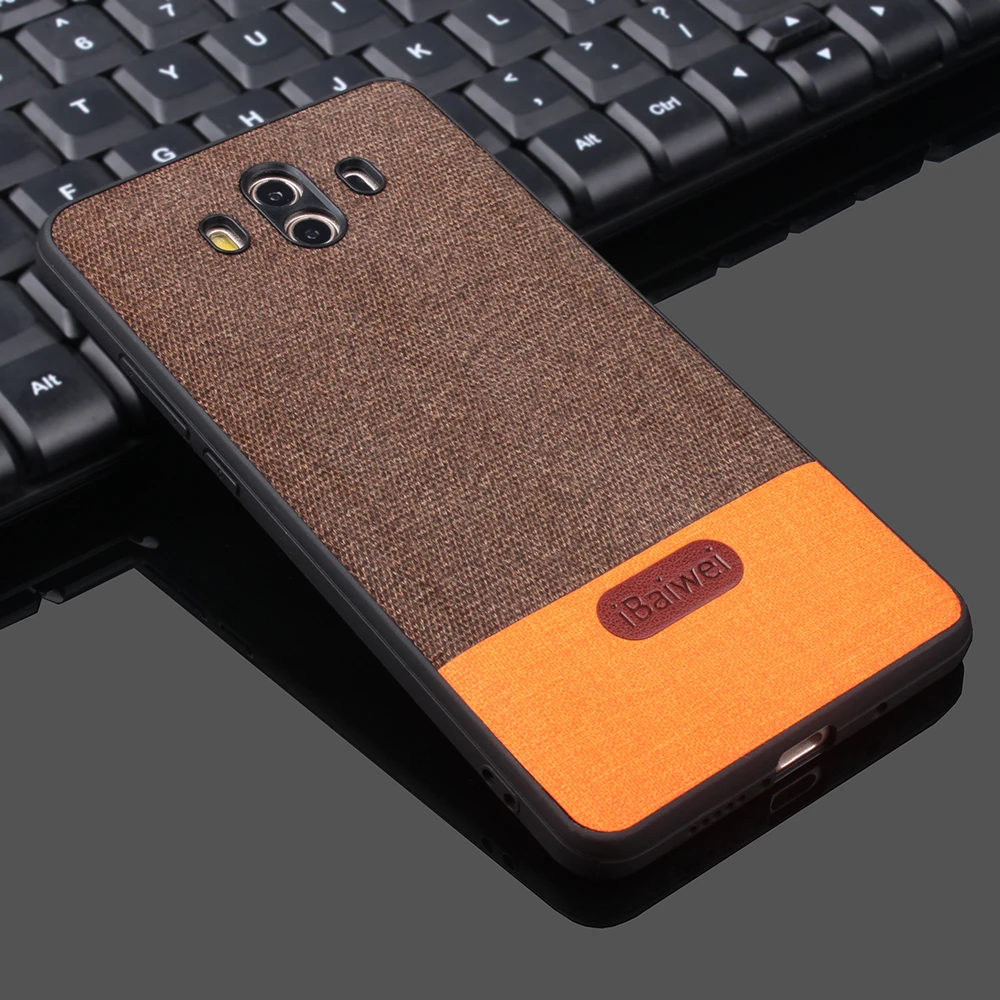 case for Huawei Mate 10 cover Mate10 back silicone edge Canvas fabric Splice protective coque | Мобильные телефоны и